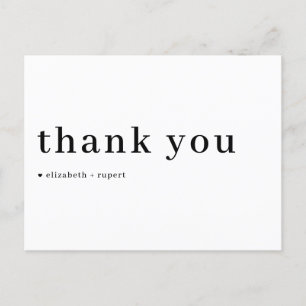 Carte Postale Serif minimaliste noir Merci de typographie de scr