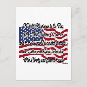 Carte Postale Serment d'allégeance avec drapeau américain
