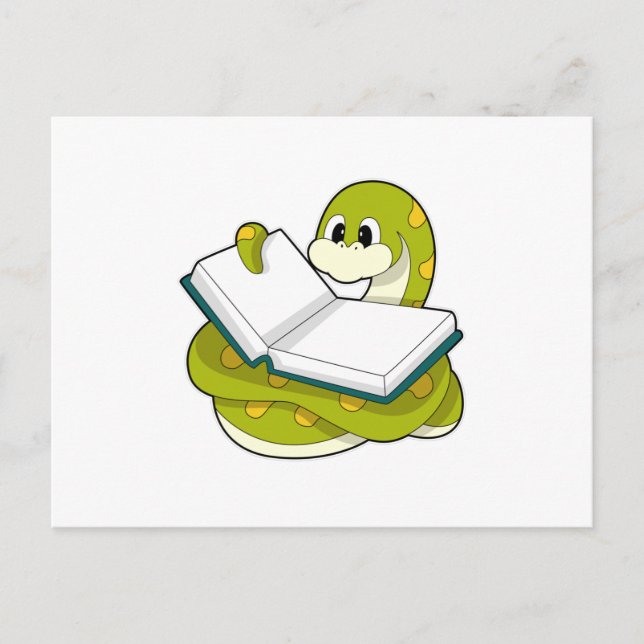 Carte Postale Serpent à Reading avec un livre (Devant)
