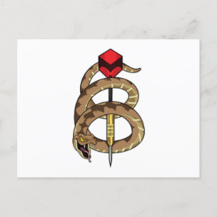 Carte Postale Serpent au jeu de fléchettes avec fléchette