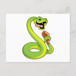 Carte Postale Serpent avec poulet
