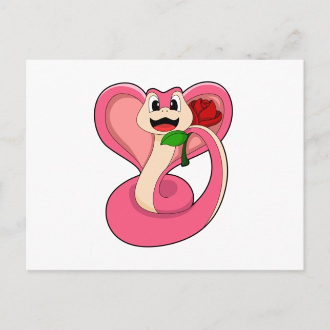 Carte Postale Serpent avec rose (Devant)