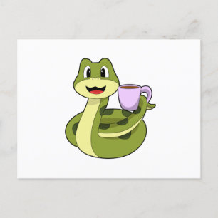 Carte Postale Serpent avec tasse de café