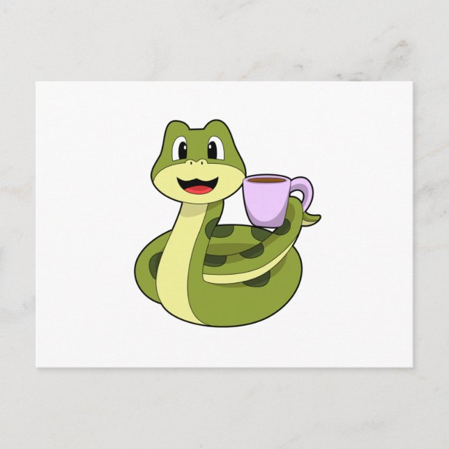Carte Postale Serpent avec tasse de café (Devant)