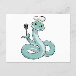 Carte Postale Serpent comme cuisinier avec toque de chef