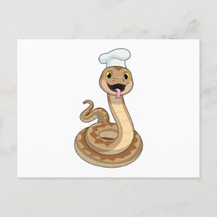 Carte Postale Serpent comme cuisinier avec un chapeau de chef