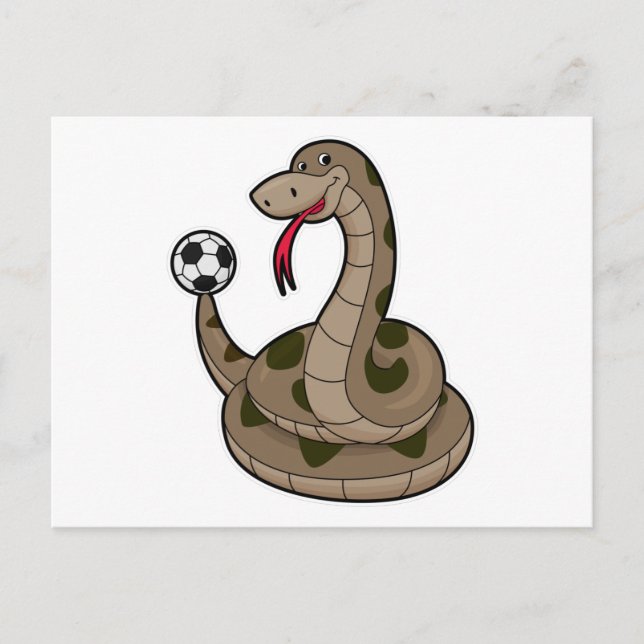 Carte Postale Serpent comme joueur de football avec balle de foo (Devant)