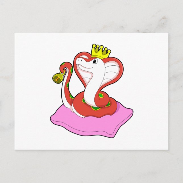 Carte Postale Serpent comme roi avec couronne (Devant)