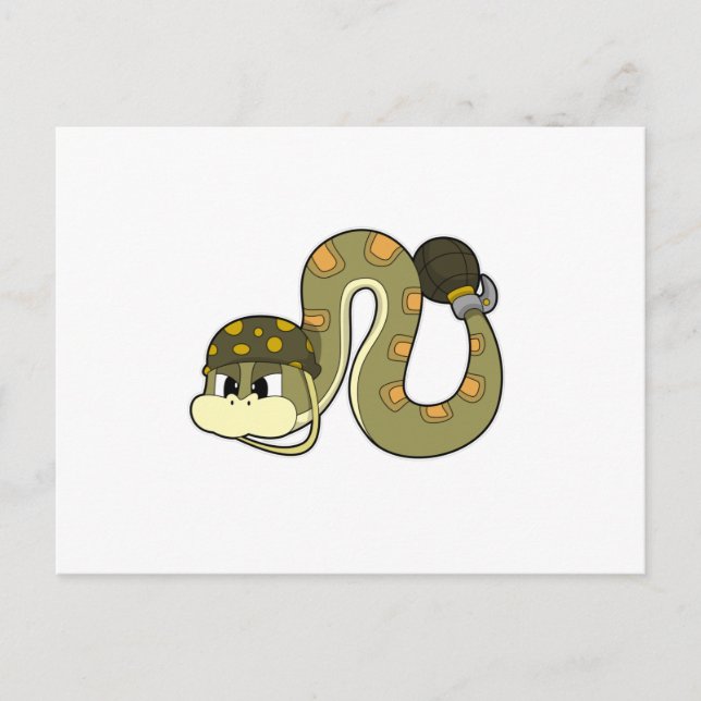 Carte Postale Serpent comme soldat avec arme (Devant)