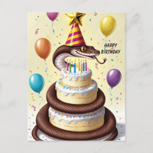 Carte Postale Serpent Construire l'anniversaire du gâteau