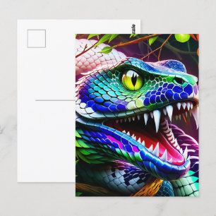 Carte Postale Serpent de Cobra aux écailles turquoise et bleue v