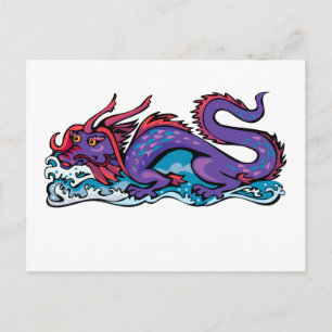 Carte Postale Serpent dragon Imaginaire fiction Dessin chinois