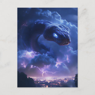 Carte Postale Serpent éclair au-dessus de la ville