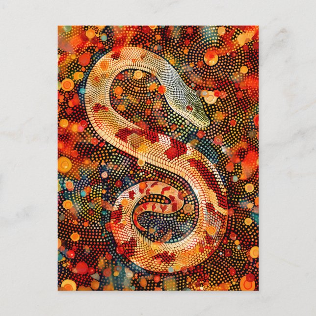 Carte Postale Serpent en Art Dot Aborigène (Devant)
