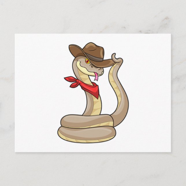 Carte Postale Serpent en cowboy avec écharpe (Devant)
