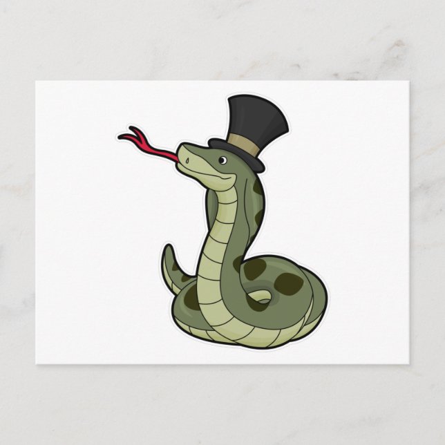 Carte Postale Serpent en Gentleman & Chapeau (Devant)