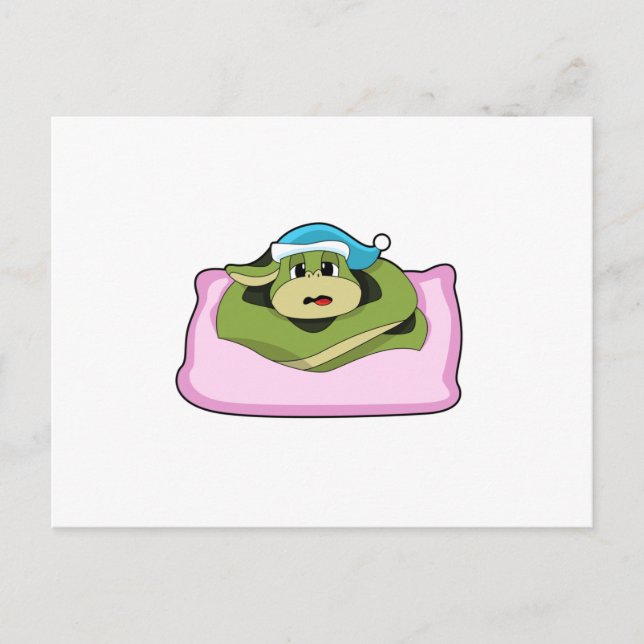 Carte Postale Serpent endormi avec bonnet de nuit (Devant)