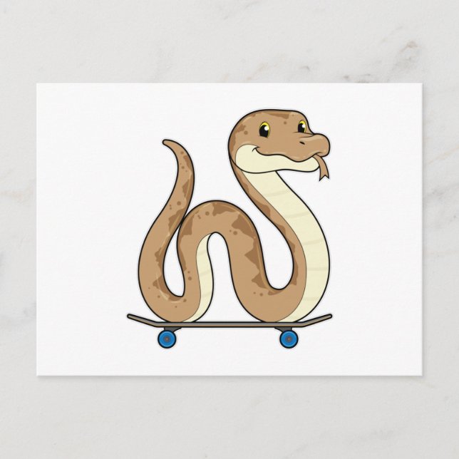 Carte Postale Serpent patineur avec planche à roulettes (Devant)