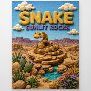 Carte Postale Serpent, rochers ensoleillés, art en argile