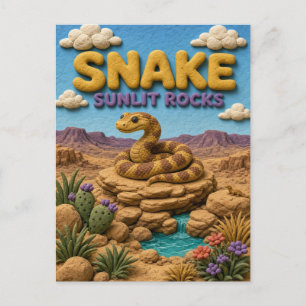 Carte Postale Serpent, rochers ensoleillés, art en argile
