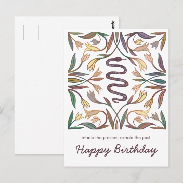 Carte Postale Serpent Vignes Inspirant Magique Joyeux Anniversai (Devant / Derrière)