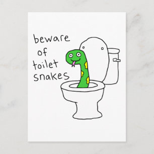 Carte Postale Serpents de toilettes humour de salle de bain drôl