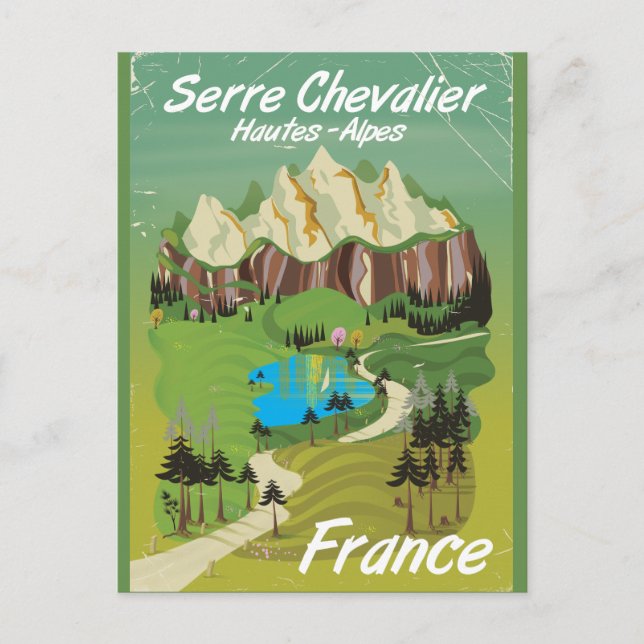 Carte Postale Serre Chevalier, poster de voyage ski France (Devant)