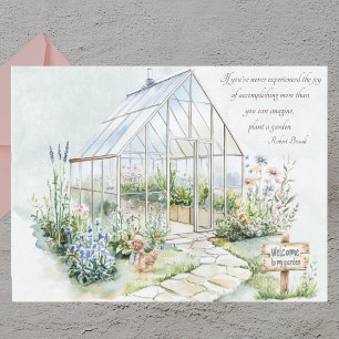 Carte Postale Serre de jardin à l'aquarelle Citation de jardinag