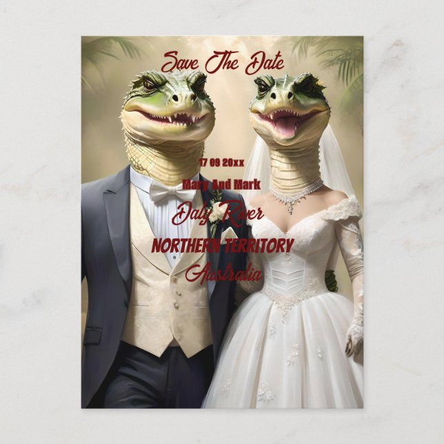 Carte Postale "Serrer l'amour : une affaire Mariage crocodilienn (Devant)