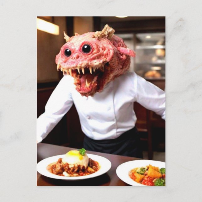 Carte Postale Serveur de monstre drôle bizarre (Devant)