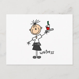 Carte Postale Serveuse personnage bâton