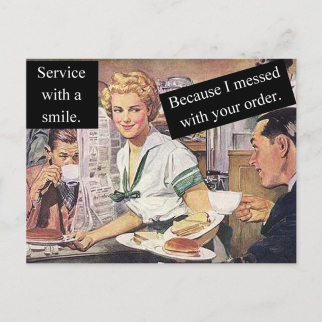 Carte Postale Service Avec Un Sourire - Diner Vintage (Devant)
