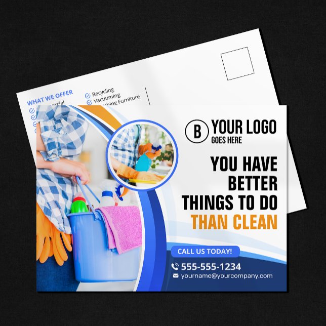 Carte Postale Service de ménage Janitorial de la Maison Blue Ora (Créateur téléchargé)