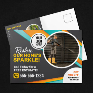 Carte Postale Service de nettoyage de la maison de lavage sous p