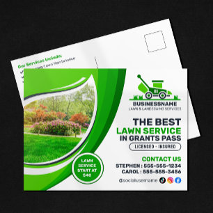 Carte Postale Service de paysagisme et de mulchage de gazon Gree