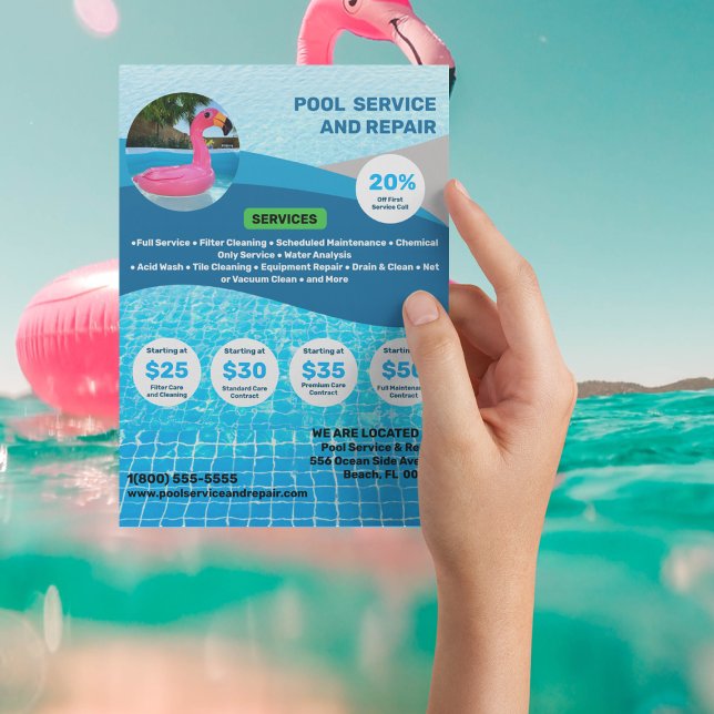 Carte Postale Service de pool et réparation (Créateur téléchargé)