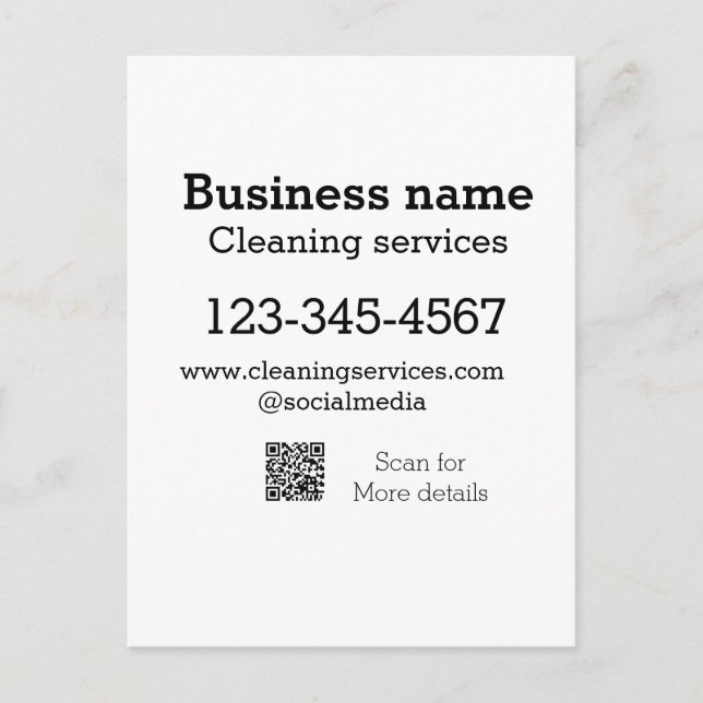 Carte Postale Services de nettoyage ajouter l'adresse e-mail du  (Devant)