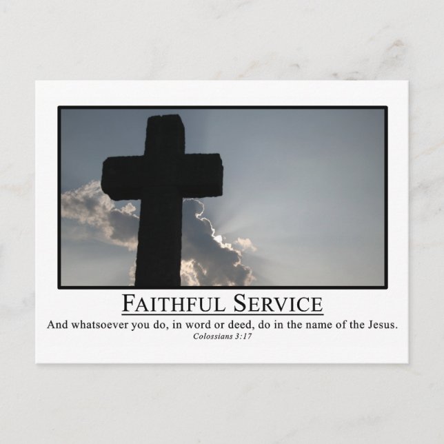 Carte Postale Servir fidèlement au nom de Jésus Col. 3:17 (Devant)