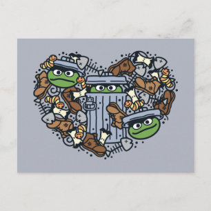 Carte Postale Sésame Sésame Oscar the Grouch Doodle Heart