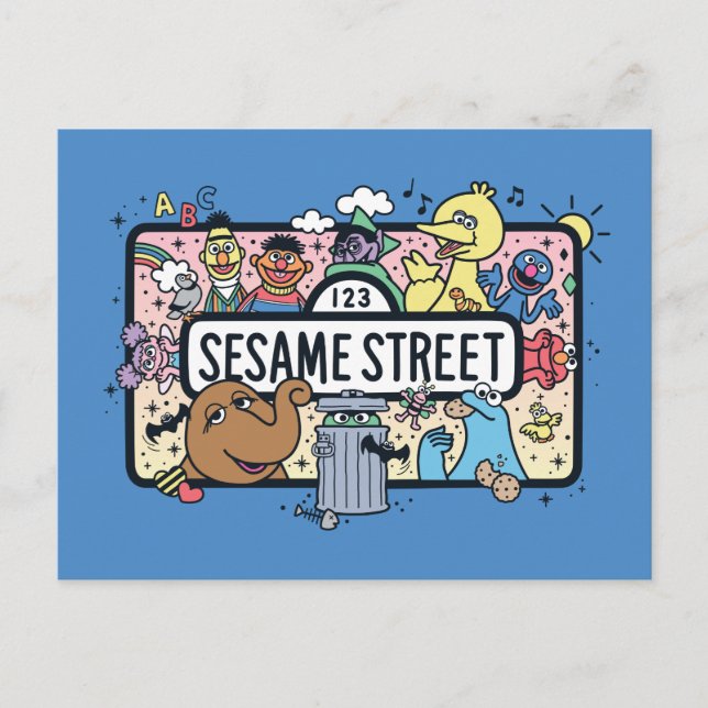 Carte Postale Sésame Sésame | Sesame Pals signe de Doodle (Devant)