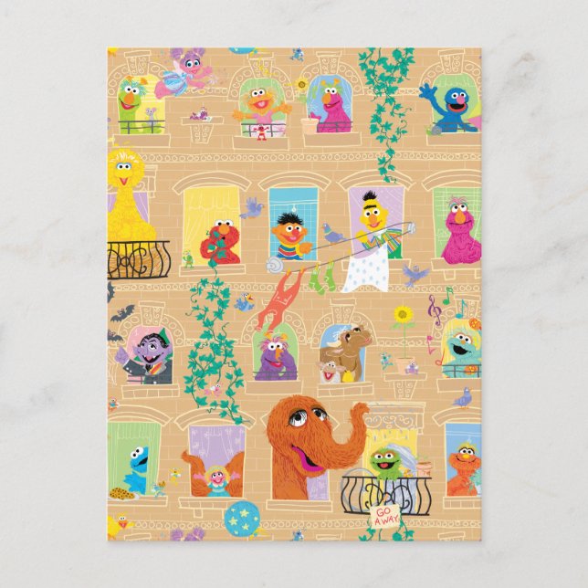 Carte Postale Sesame Street Apartment Windows Pattern (Devant)