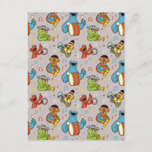 Carte Postale Sesame Street Band Gris Motif