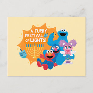 Carte Postale Sesame Street Une fête poilue des lumières !