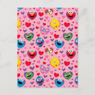 Carte Postale Sesame Street Valentine Hearts Motif