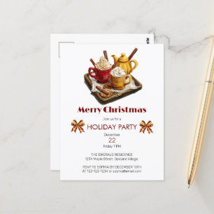 Carte Postale set de thé de fête, et chocolat chaud Noël