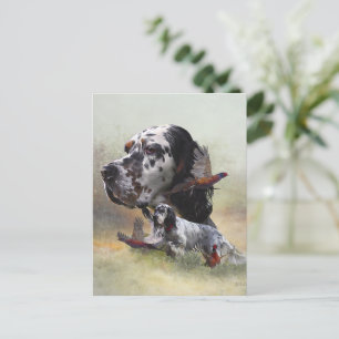 Carte Postale Setter anglais avec faisans, art     