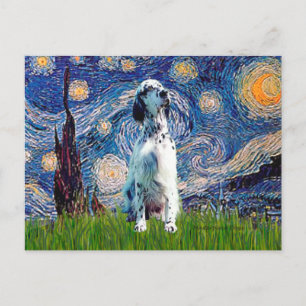 Carte Postale Setter anglais (BW) - Starry Night