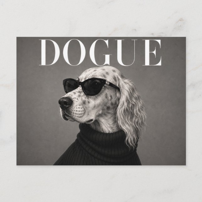 Carte Postale Setter Anglais Éditorial de Mode Luxueux (Devant)