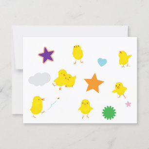 Carte Postale Seven Cute Baby Chicks (Étoiles)