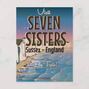 Carte Postale Seven Sisters, Sussex affiche de voyage vintage